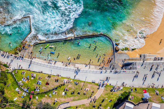 North Bondi Rockpool Aerial Art Print